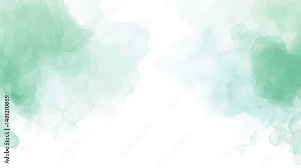 Obraz premium Delicate Mint Green Watercolor Background