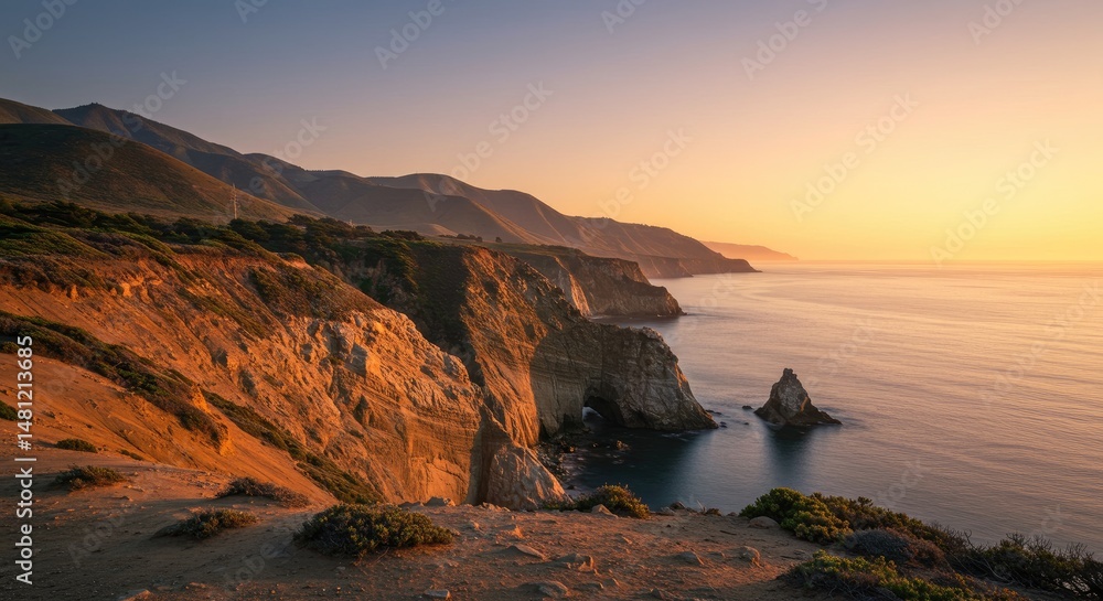 Coastal Sunset Over Cliffs Coastal Sunset Over Cliffs