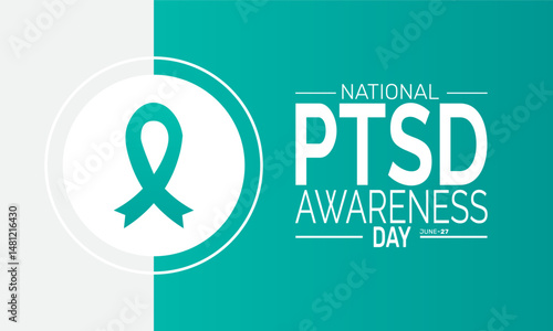 June 27 National PTSD Awareness Day.  PTSD Awareness Concept Template, Mental Health Poster, Awareness  Banner, Cards, Social Media Post or Background Design Inspiration Vector Illustration