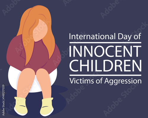 illustration vector graphic of girl is traumatized alone, perfect for international day, innocent children victims of aggression, celebrate, greeting card, etc.