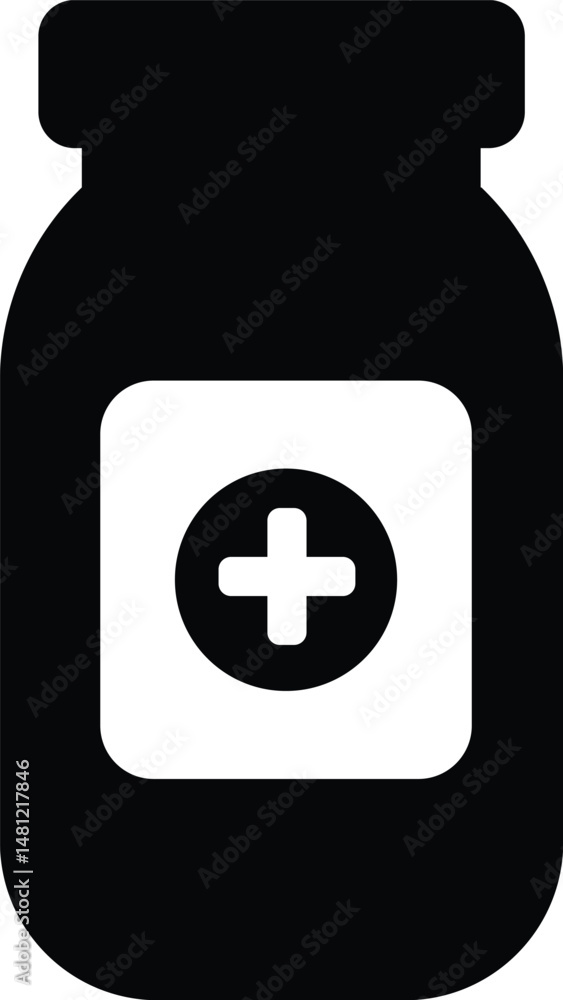 simple medication illustration with cross symbol, healthcare or medical black and white icon design simple medication illustration with cross symbol, healthcare or medical black and white icon design
