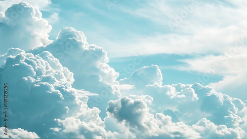 Fluffy Cumulus Clouds in Clear Blue Sky