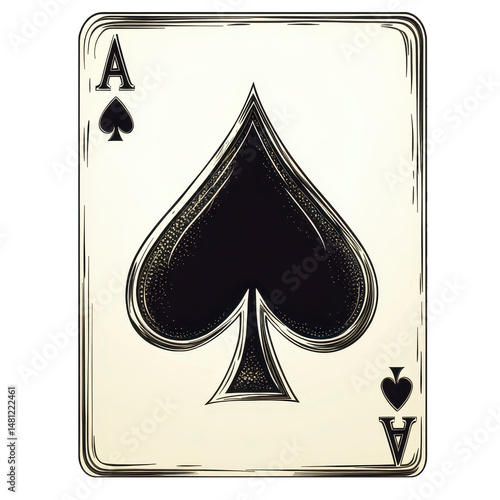 Ace of spades isolated in white background