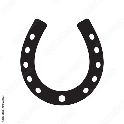 Lucky horseshoe vector illustration, a black isolated object, a metal symbol of good luck