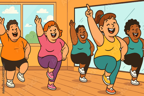 Energetic Group Workout Session Aerobic Class