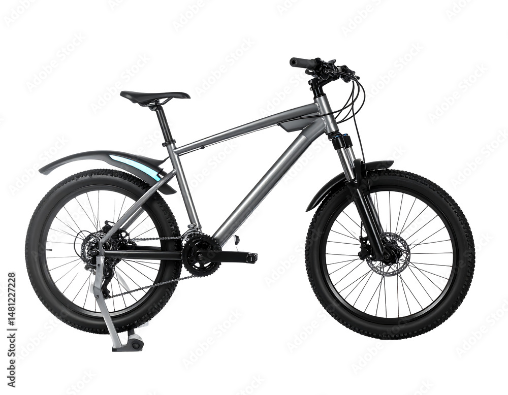 Fototapeta premium Gray Electric Mountain Bike Isolated