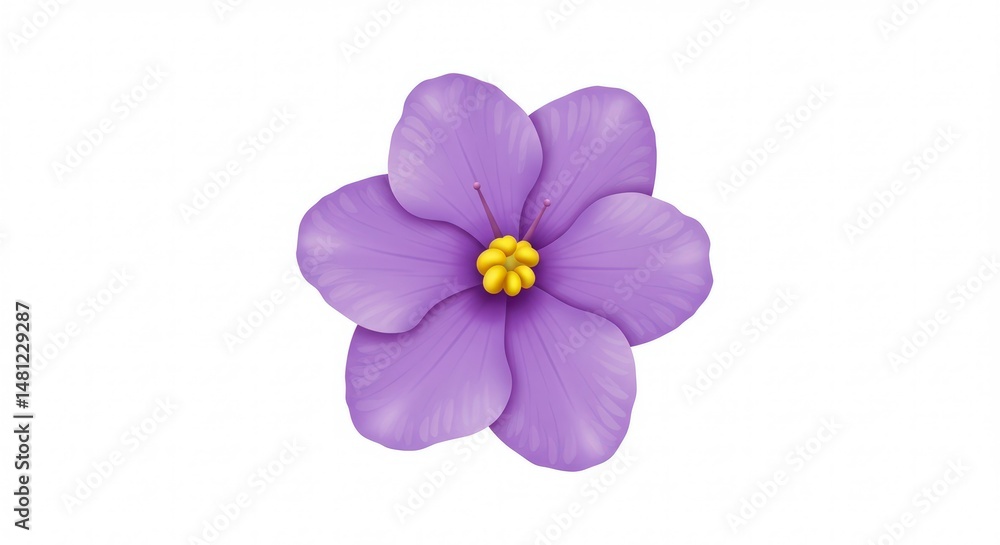 Obraz premium Captivating illustration of a single violet flower with a bright yellow center