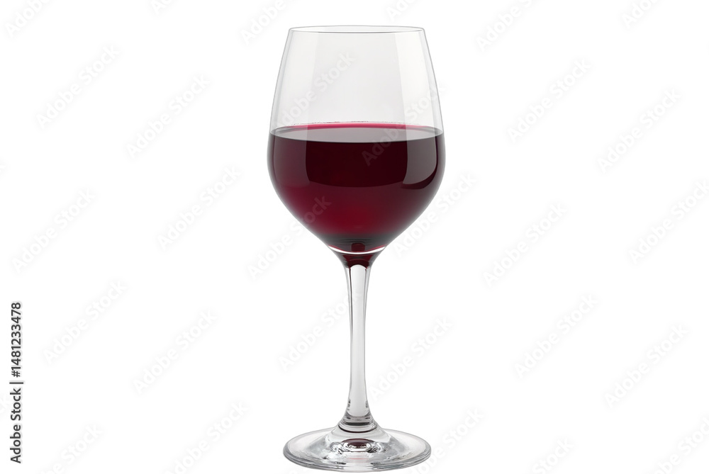 A tall elegant wine glass filled with ruby red wine. Perfect for advertising, product presentation, or designs celebrating special occasions, holidays, parties, and fine dining. A tall elegant wine glass filled with ruby red wine. Perfect for advertising, product presentation, or designs celebrating special occasions, holidays, parties, and fine dining.