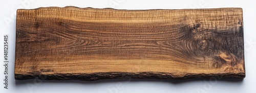 Natural wood slab, featuring a rich, warm brown tone with visible wood grain
