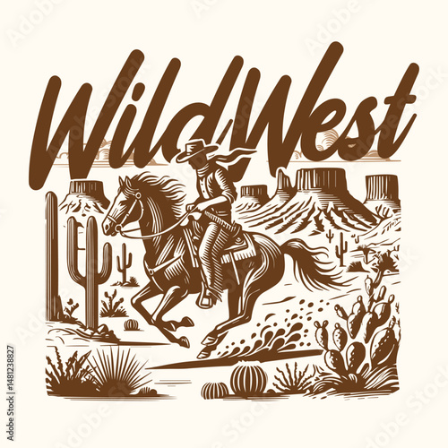 Wild West Cowboy Vector Design for print