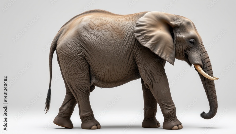 Obraz premium Elephant walking gracefully in studio animal portrait minimalistic environment side view wildlife conservation