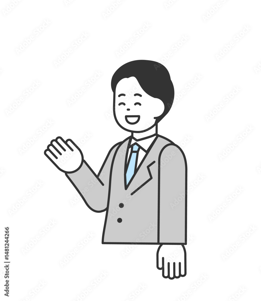 笑顔で案内する男性のイラスト ベクター
笑顔で案内する男性のイラスト ベクター