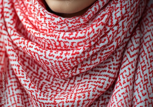 Close-up of a patterned hijab