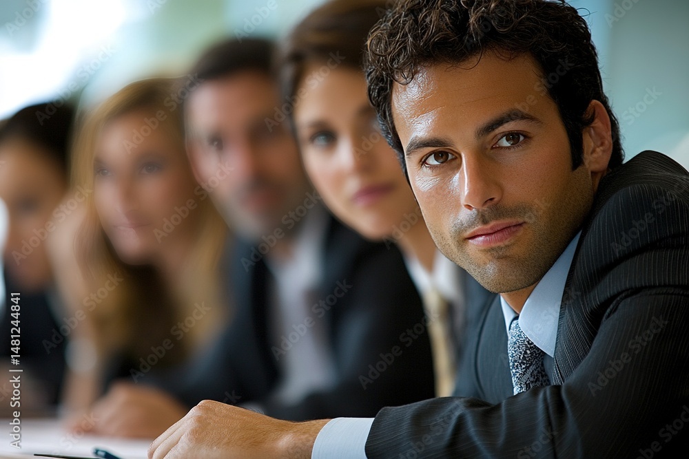 Professional business meeting with engaged participants discussing strategies in a modern office Professional business meeting with engaged participants discussing strategies in a modern office