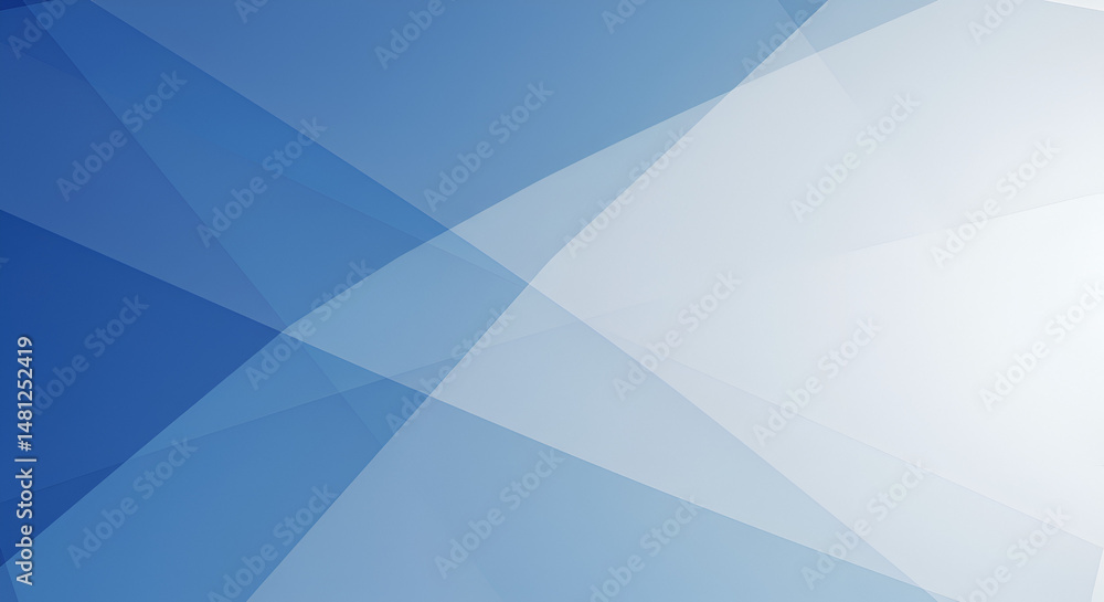 Obraz premium Abstract blue and white geometric background with overlapping shapes and a gradient effect, creating a clean and modern design. 