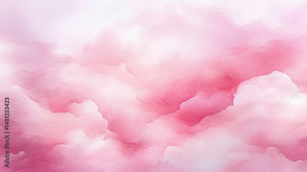 Fototapeta premium Soft fluffy pink clouds creating a dreamy and serene sky with gentle light and smooth textures
