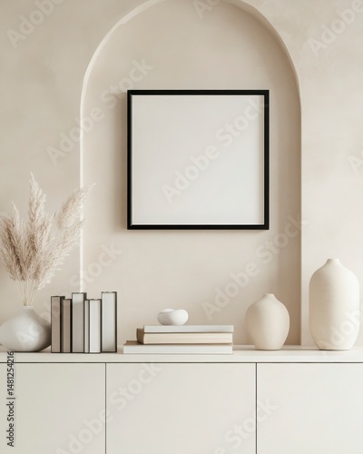 Beige Minimalist Home Interior Design with Arch Niche and Cream Decor