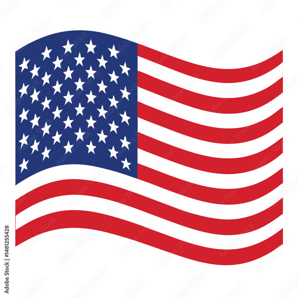 Fototapeta premium American flag isolated on white background