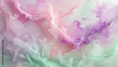 Abstract background featuring swirling blended alcohol ink stains in soft pastel hues