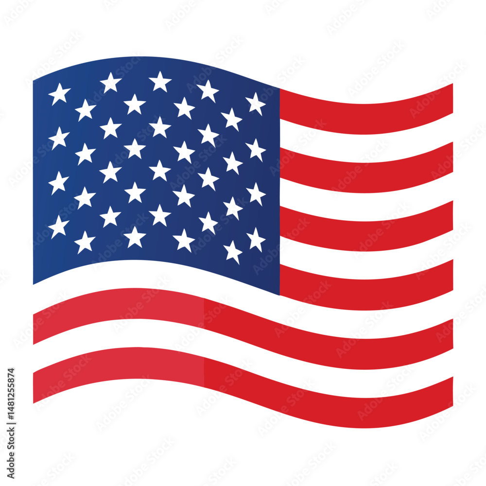 Fototapeta premium American flag isolated on white background