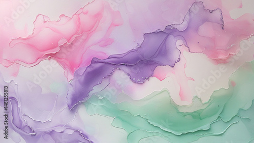 Abstract background featuring swirling blended alcohol ink stains in soft pastel hues