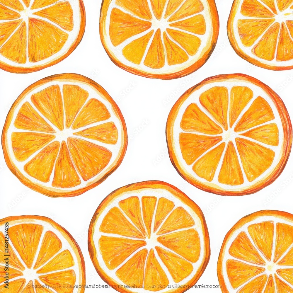 Citrus Fruit Slices Pattern On A White Background Citrus Fruit Slices Pattern On A White Background