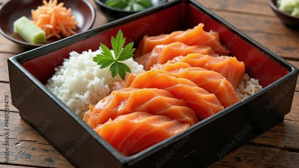 Fresh Salmon Sashimi with Rice Box Fresh Salmon Sashimi with Rice Box