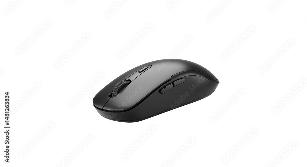 Black wireless ergonomic computer mouse with transparent background Black wireless ergonomic computer mouse with transparent background