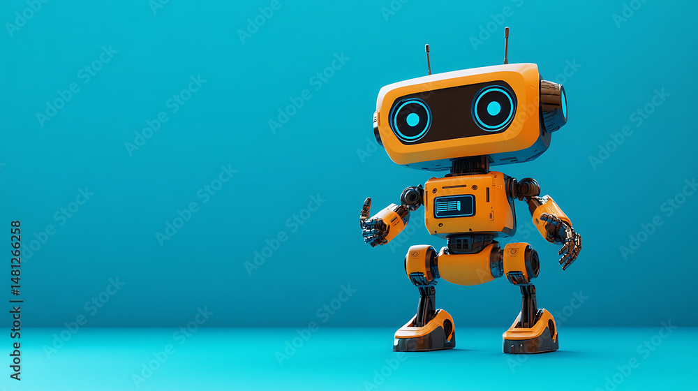 A cute yellow and orange cartoon robot A cute yellow and orange cartoon robot