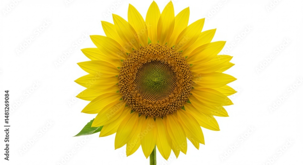 Fototapeta premium Vibrant Sunflower Portrait: A Golden Bloom Against a Pure White Backdrop