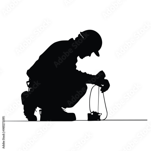 Man tying shoes while crouching