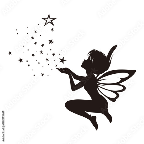 Flying fairy sprinkling magical dust