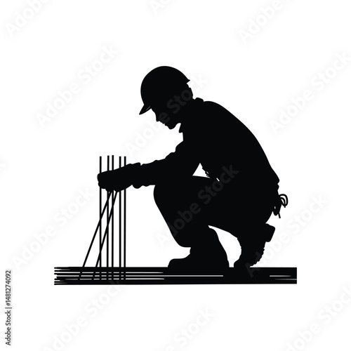 Man kneeling to set up camping stove