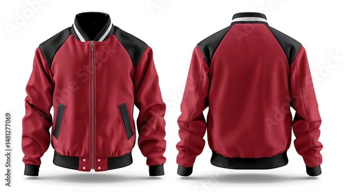 varsity jacket bundle mockup, front and back view, isolated on white background,style,isolated,white