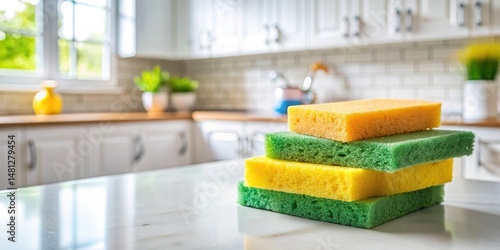 Scouring Sponges on Kitchen Counter, sponge, home,  sponge, home, kitchen organization