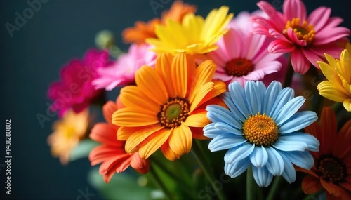 Vibrant bouquet of colorful flowers, close-up view , delightful, floral design, bouquet