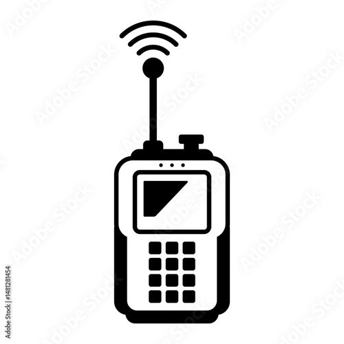 Black walkie talkie icon for communication. Linear style sign for use in web design, logo. Symbol illustration.