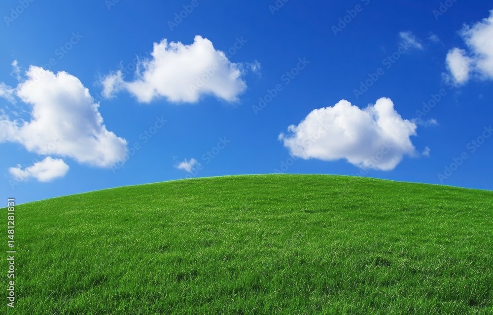 Green Hill Under a Blue Sky with White Clouds Green Hill Under a Blue Sky with White Clouds