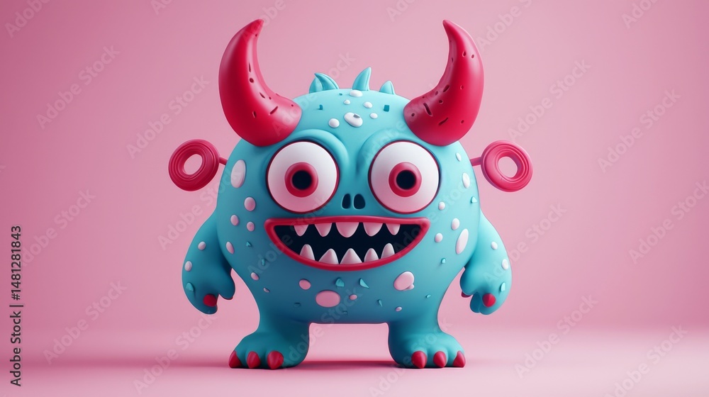 Whimsical cyclops illustration set against a playful pink backdrop. Whimsical cyclops illustration set against a playful pink backdrop.