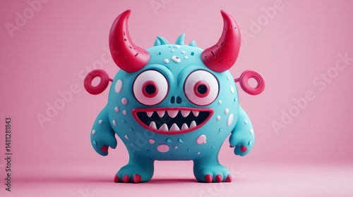 Whimsical cyclops illustration set against a playful pink backdrop.