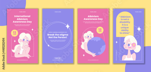 Hand Drawn Social Media Stories Template for Albinism Awareness Day Celebration