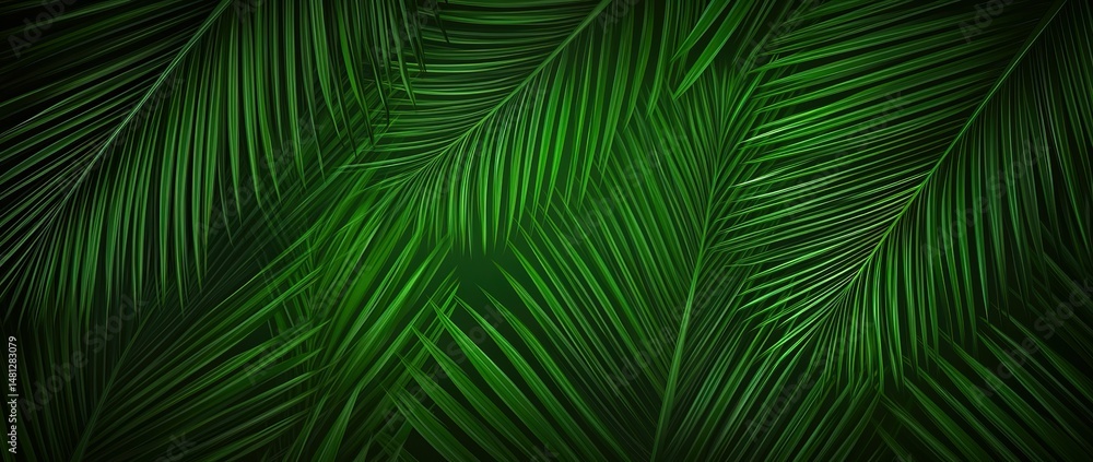 Dark green background with a pattern of small lines in the form of palm leaves, a seamless texture for textile design, or a pattern wallpaper. Vector illustration. Flat lay. Flat vector illustration Dark green background with a pattern of small lines in the form of palm leaves, a seamless texture for textile design, or a pattern wallpaper. Vector illustration. Flat lay. Flat vector illustration
