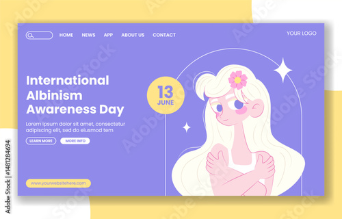 Social Media Landing Page for Albinism Awareness Day in Cartoon Style