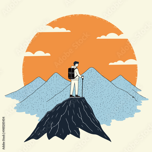 Mountain Climber at Sunset