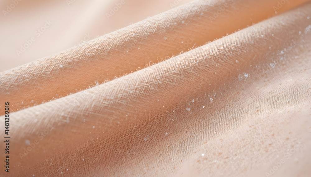 Fototapeta premium Peach Beige Fabric Texture Close Up