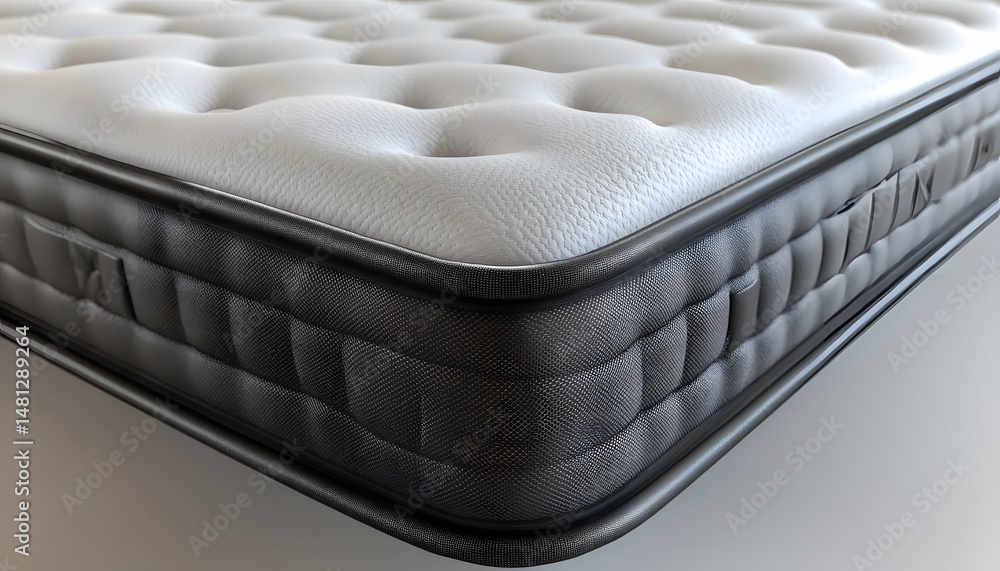 Fototapeta premium Closeup view of a modern mattress's dark edge.