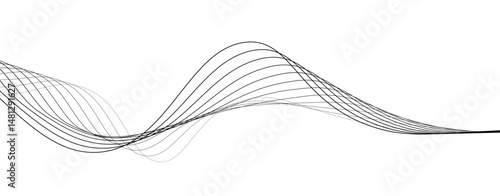 Abstract wave element for design. Digital frequency track equalizer. Wavy line art background. Curved wavy line isolated on white background