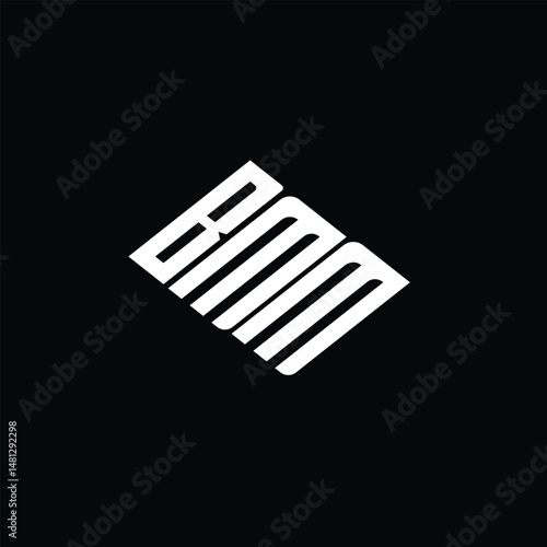 BMM letter logo design on black background.