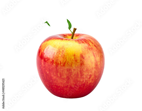 Red Apple with Yellow Stripes Isolated on Transparent Background