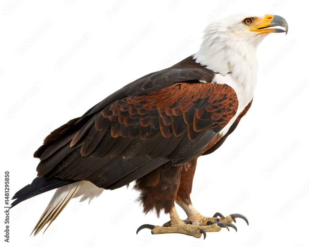 Fototapeta premium Majestic african fish eagle perched proudly depicting avian wildlife in a studio setting